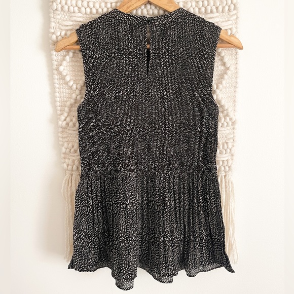 Adrianna Papell Pleated Sleeveless Tank Black Camel Leaf NWT - Picture 2 of 9